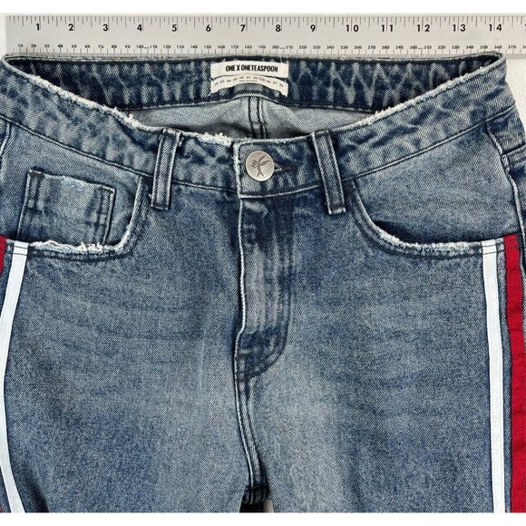 One X One Teaspoon High Waist Awesome Baggies Jean 29 Raw Hem Tapered Distressed - Picture 9 of 13